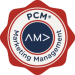 Professional Certified Marketer badge. PCM® from the American Marketing Association in Marketing Management